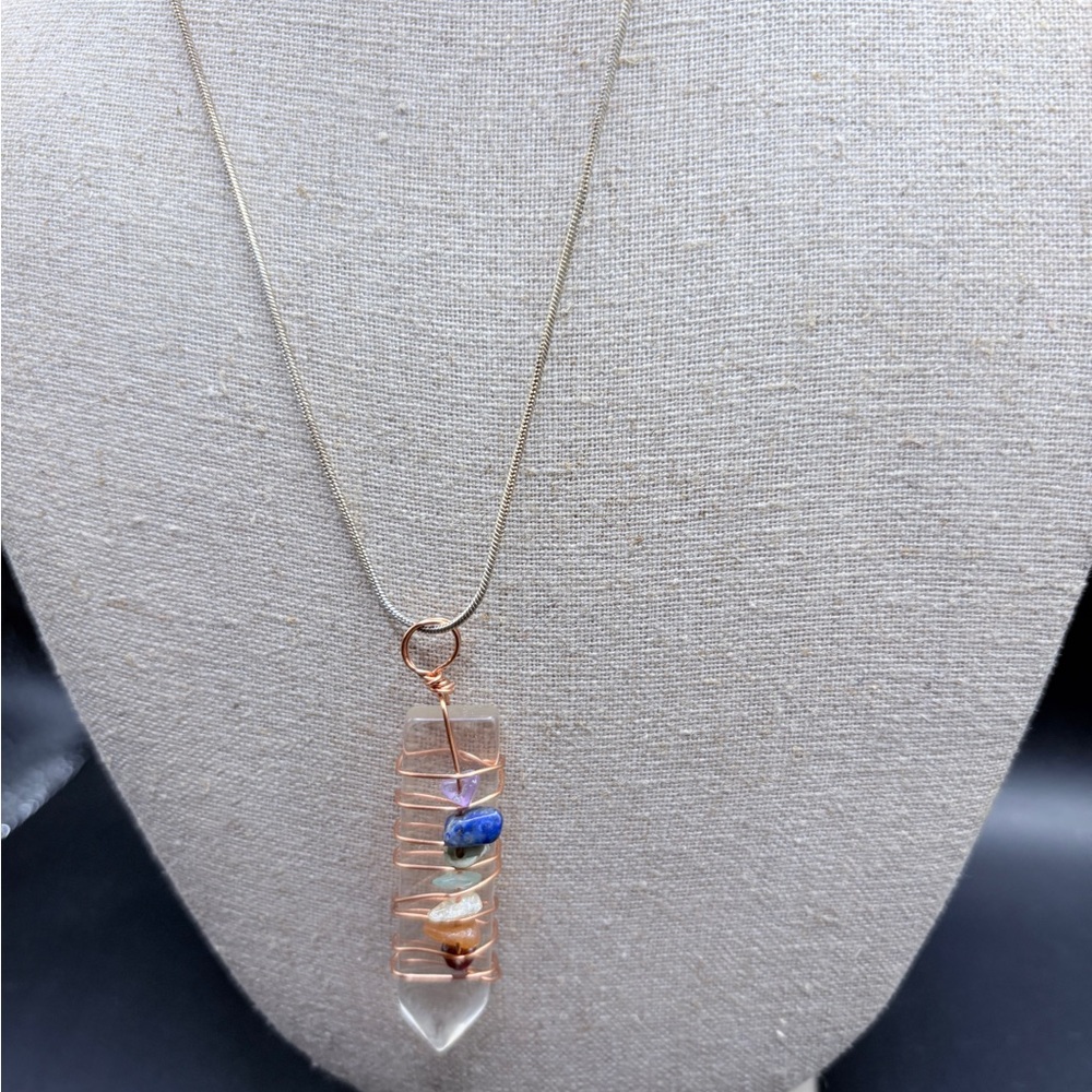 Gold and Silver Multi-Stone Pendant Necklace